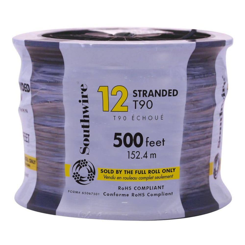 Fil électrique toronné T90 12 AWG 150M - Noir
