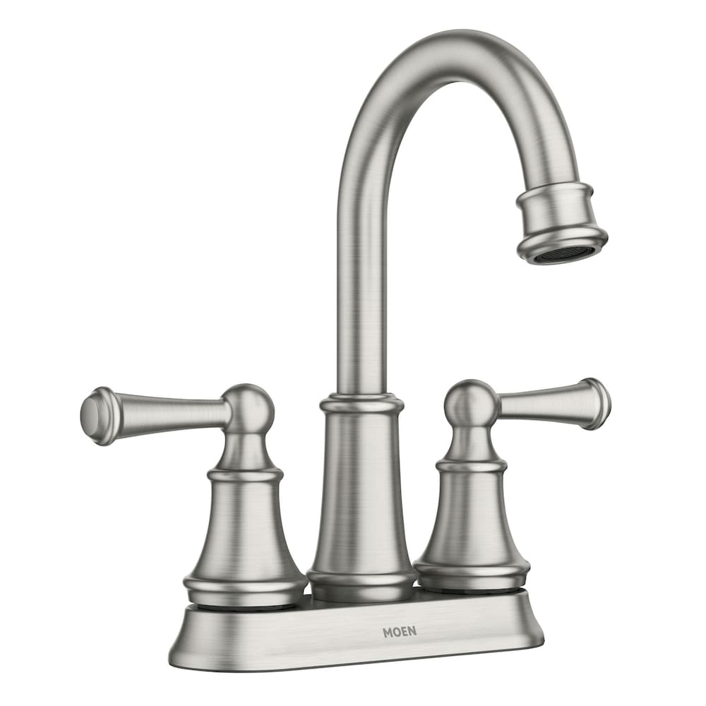 Brecklyn 2 Handle 4-inch Centerset Bathroom Sink Faucet/Tap in Spot Resistant Brushed Nickel (Drain and Valve Included)