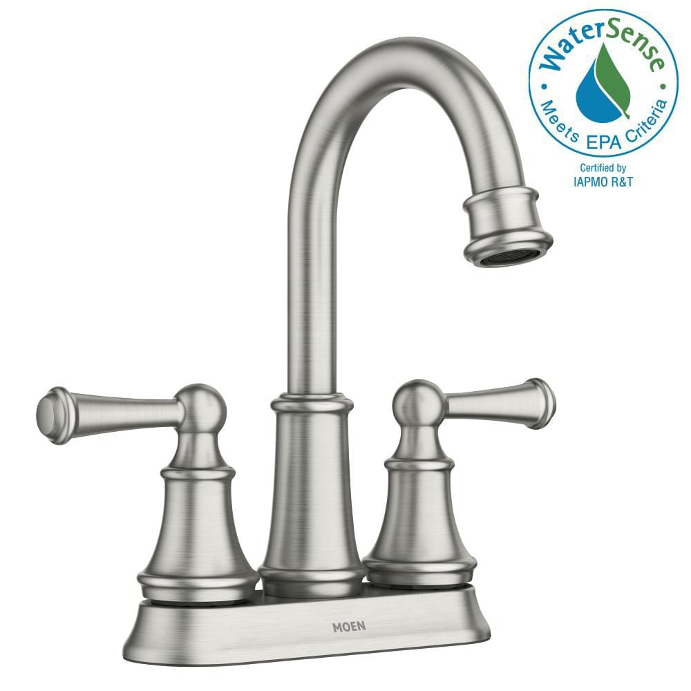 Brecklyn 2 Handle 4-inch Centerset Bathroom Sink Faucet/Tap in Spot Resistant Brushed Nickel (Drain and Valve Included)