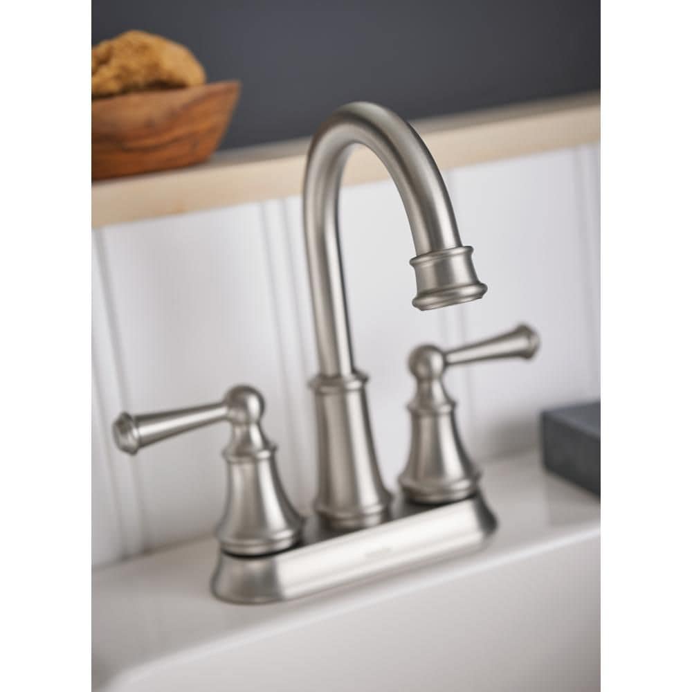 Brecklyn 2 Handle 4-inch Centerset Bathroom Sink Faucet/Tap in Spot Resistant Brushed Nickel (Drain and Valve Included)