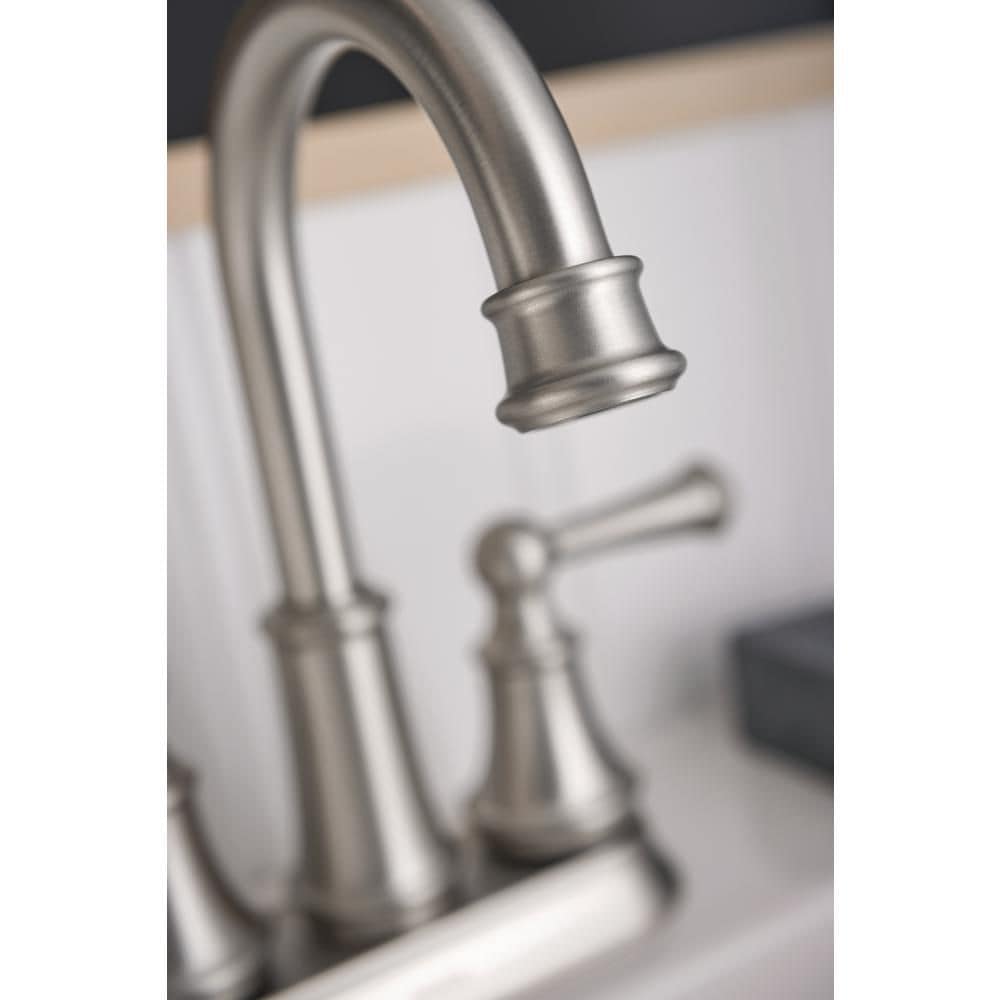 Brecklyn 2 Handle 4-inch Centerset Bathroom Sink Faucet/Tap in Spot Resistant Brushed Nickel (Drain and Valve Included)