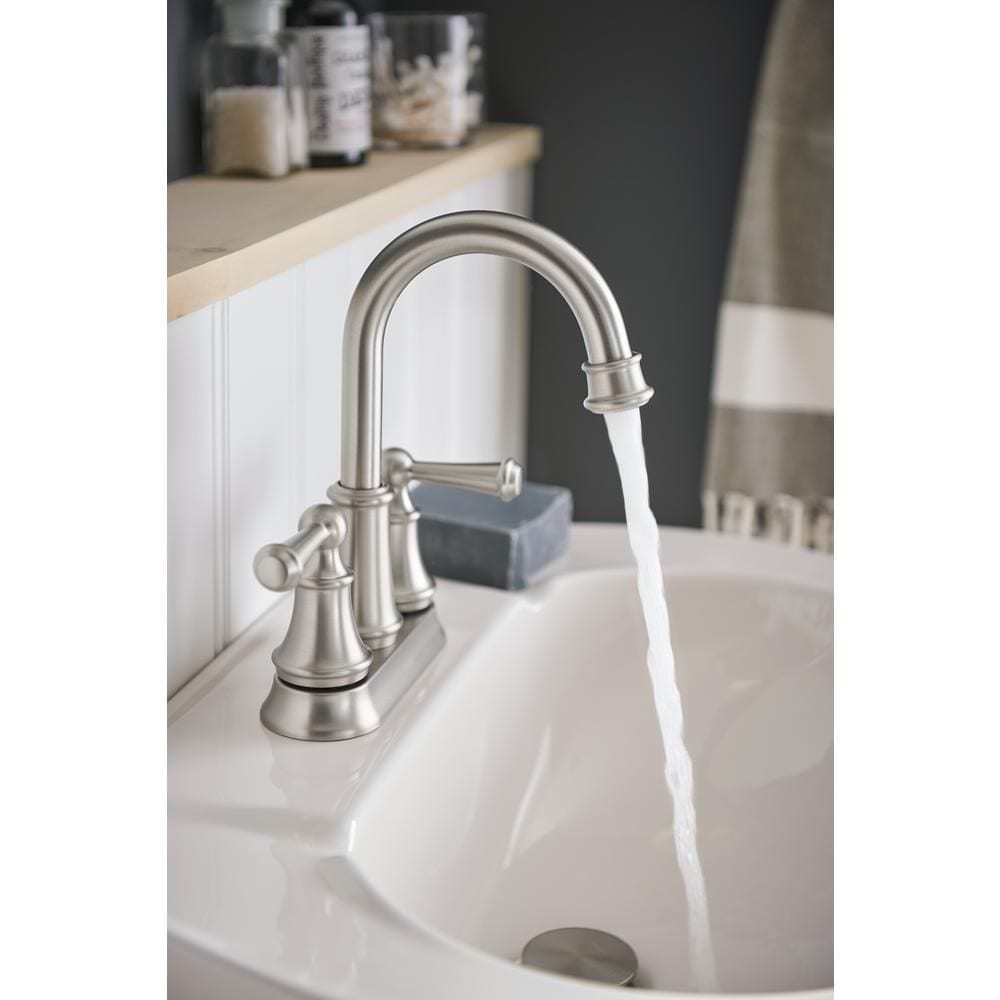 Brecklyn 2 Handle 4-inch Centerset Bathroom Sink Faucet/Tap in Spot Resistant Brushed Nickel (Drain and Valve Included)