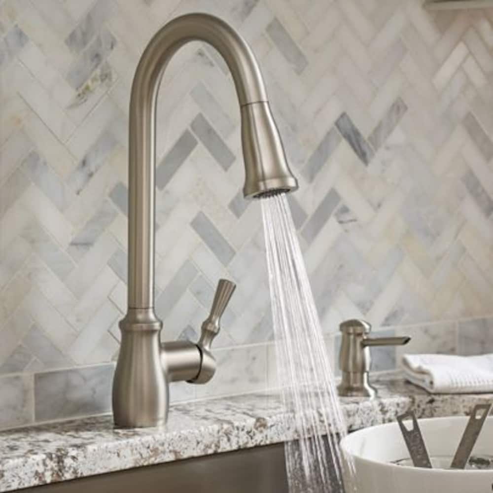 Fieldstone Pull Down Kitchen Faucet/Tap with Soap Dispenser in Spot Resistant Stainless Steel