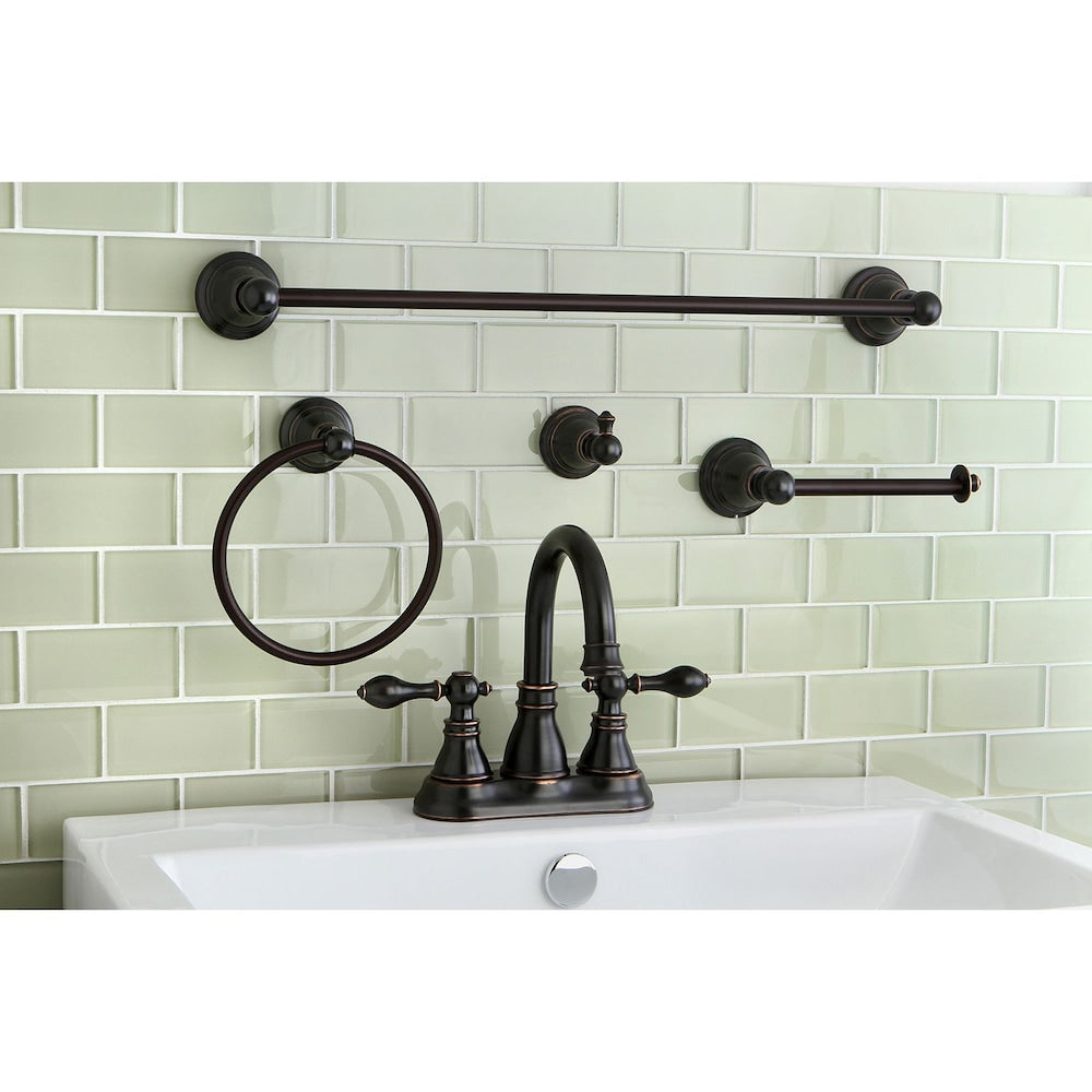Ensemble de robinet de salle de bain traditionnel à 2 poignées de 4 pouces et d'accessoires de salle de bain en bronze huilé