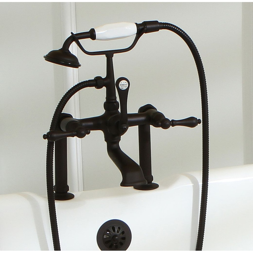Slipper 5 ft. Cast Iron Clawfoot Bathtub in White with Faucet Combo in Oil Rubbed Bronze