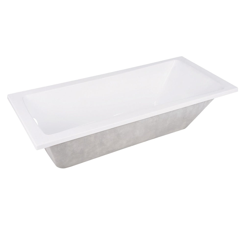 Contemporary 4.9 ft. Acrylic Rectangular Drop-in Front Drain Bathtub in White
