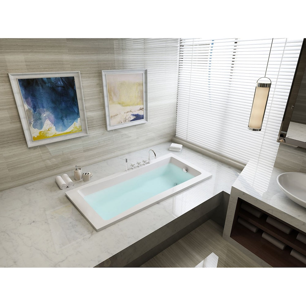 Contemporary 4.9 ft. Acrylic Rectangular Drop-in Front Drain Bathtub in White