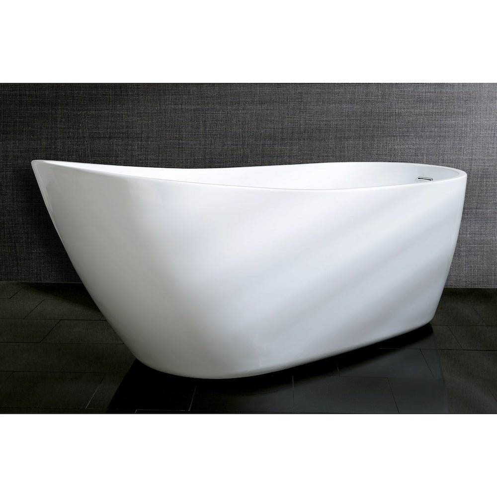 Fusion 4.9 ft. Front Drain Flat-bottom Freestanding Bathtub in White