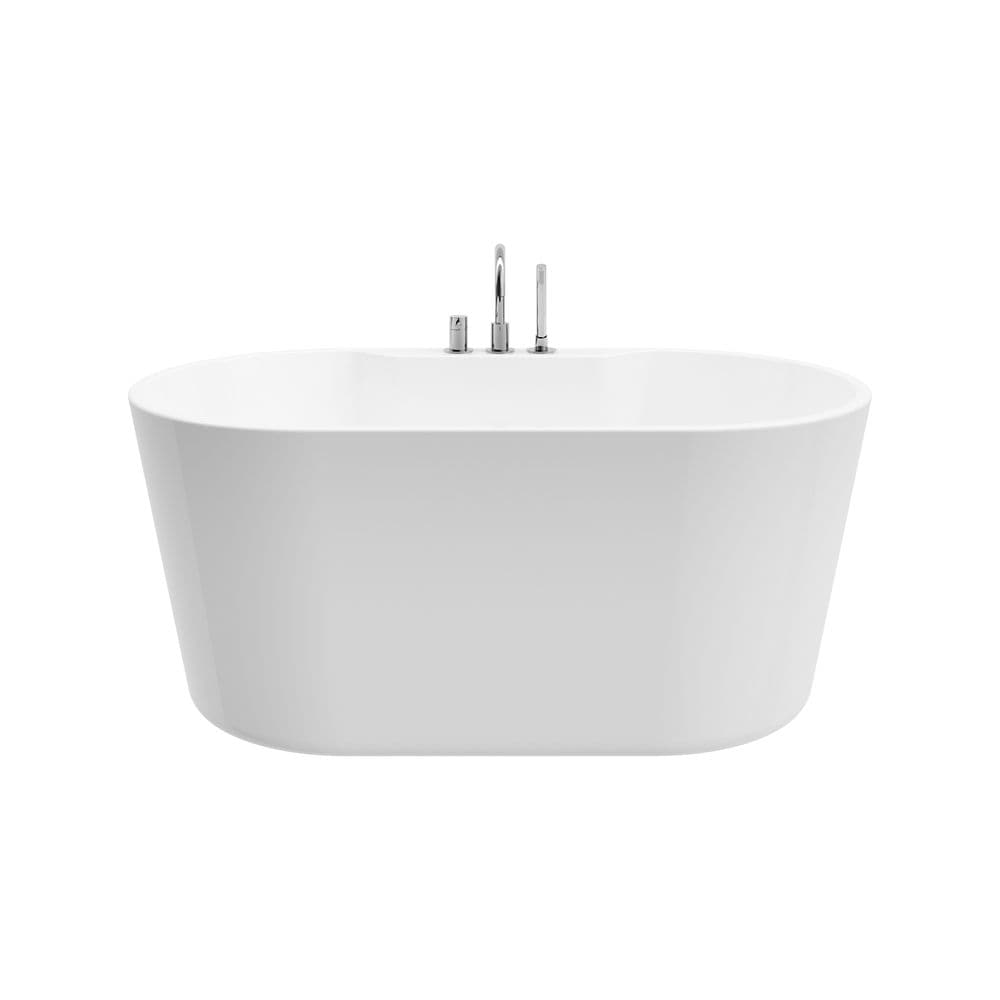 Coral 56 inch Acrylic Freestanding Flatbottom Bathtub in White All-in-One Kit