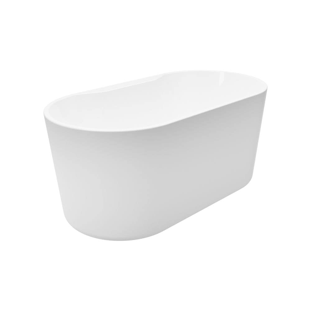 Coral 56 inch Acrylic Freestanding Flatbottom Bathtub in White All-in-One Kit