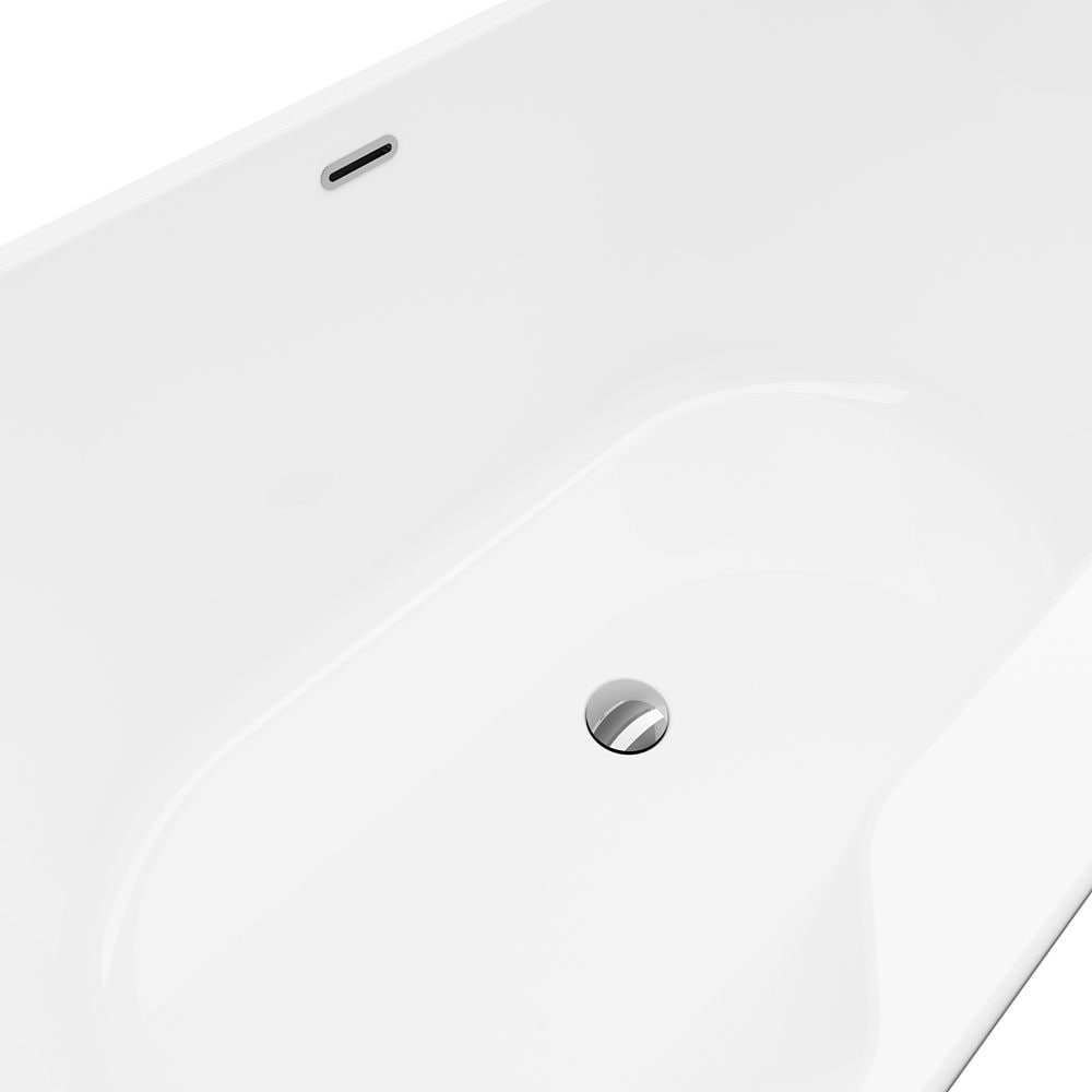 Coral 56 inch Acrylic Freestanding Flatbottom Bathtub in White All-in-One Kit