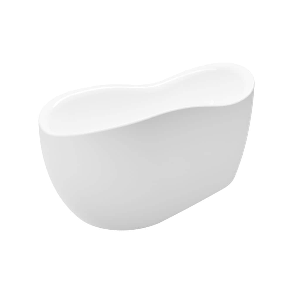 Baignoire autoportante en acrylique Kyan de 68 pouces à fond plat en blanc sans robinet
