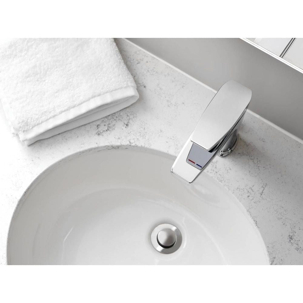 Robinet de lavabo de salle de bain à poignée unique et trou unique en chrome (vidange et valve incluses)