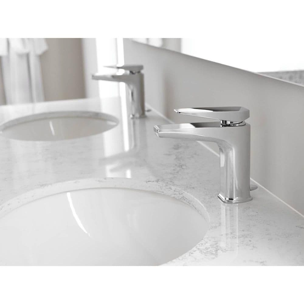 Robinet de lavabo de salle de bain à poignée unique et trou unique en chrome (vidange et valve incluses)