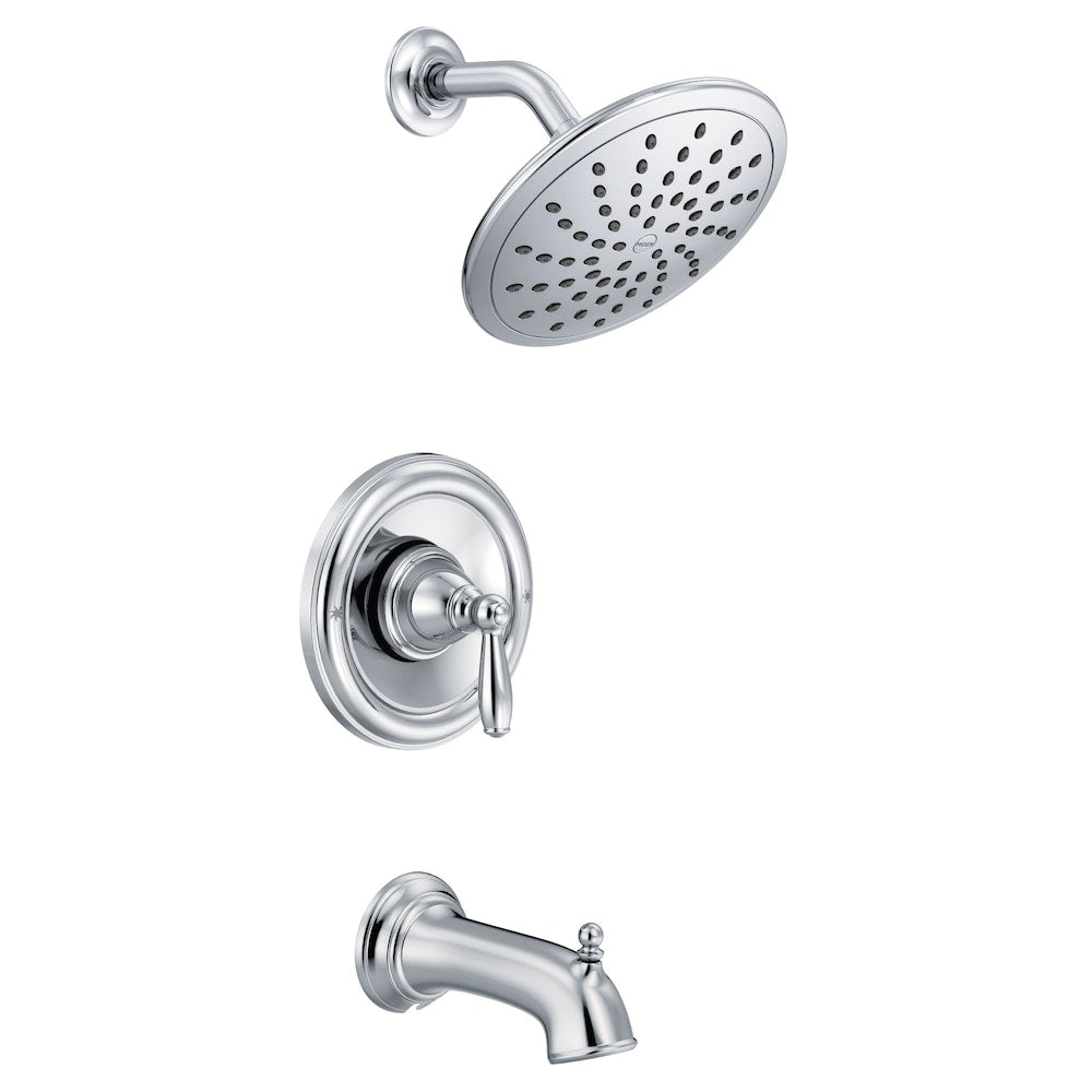 Ensemble de garniture de robinet de baignoire-douche à 1 poignée Posi-Temp de Brantford avec pomme de douche à effet pluie en chrome (robinet non inclus)