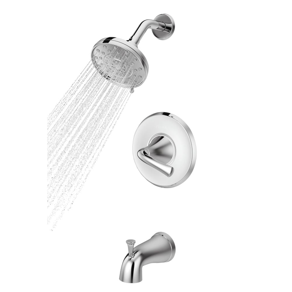 Ensemble de baignoire et de douche en chrome poli Ladera/robinet de baignoire et de douche avec pomme de douche à 3 fonctions et robinet de baignoire