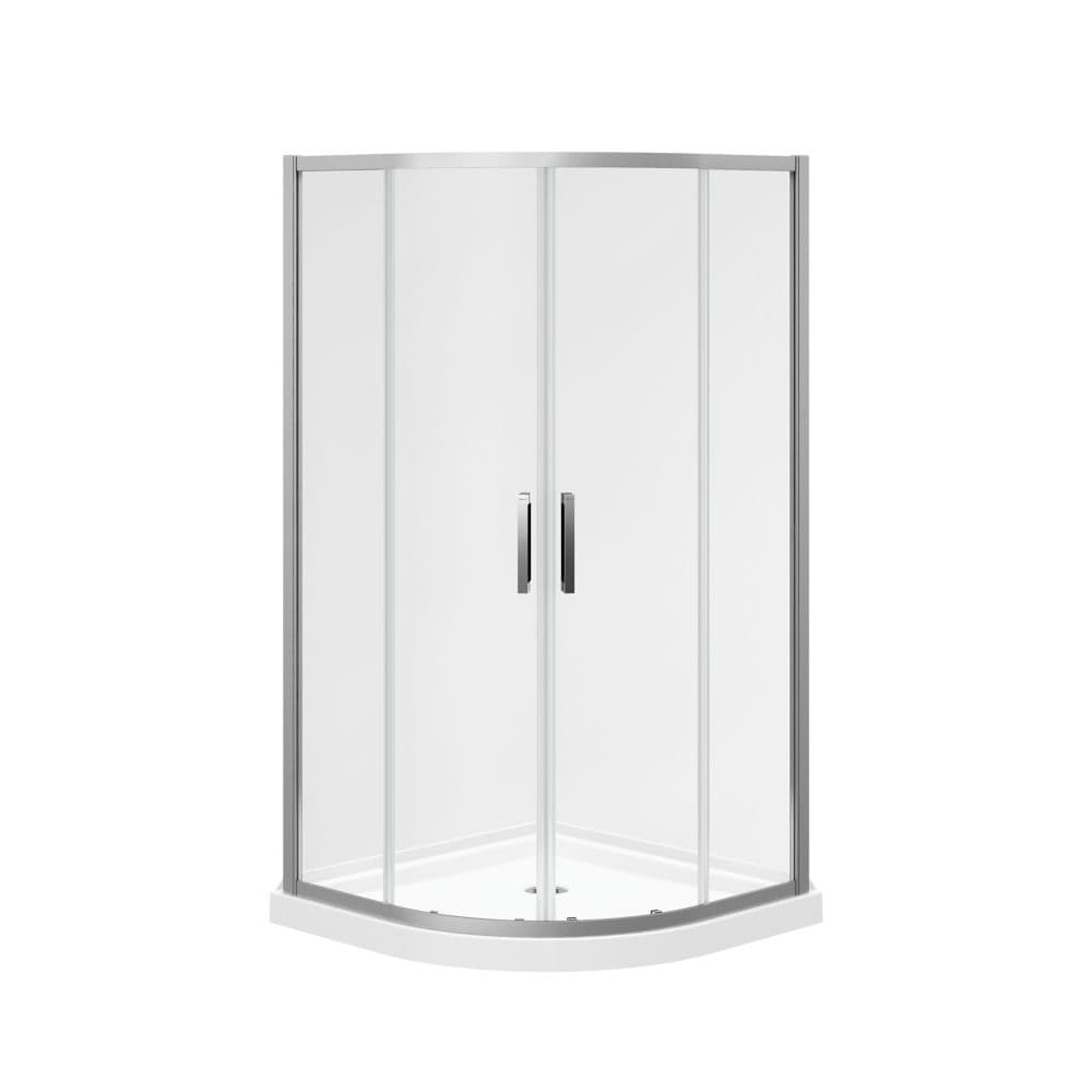 Sakura 38 in. L x 38 in. W x 74.5 in. H Round Corner Shower Kit Enclosure with Corner Drain Acrylic Base & Sliding Chrome Door (No Shower Wall)