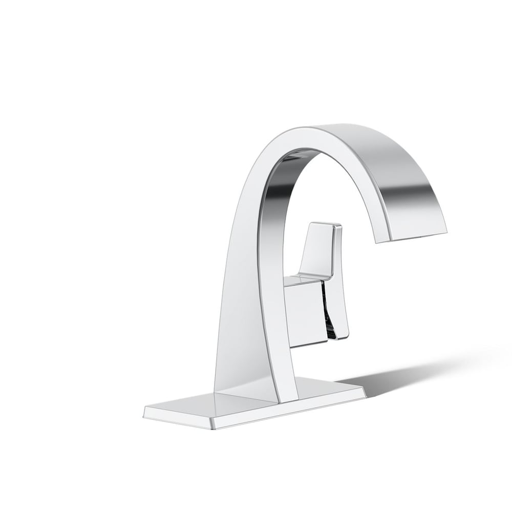 Robinet de salle de bain monotrou à poignée unique Katun en chrome poli