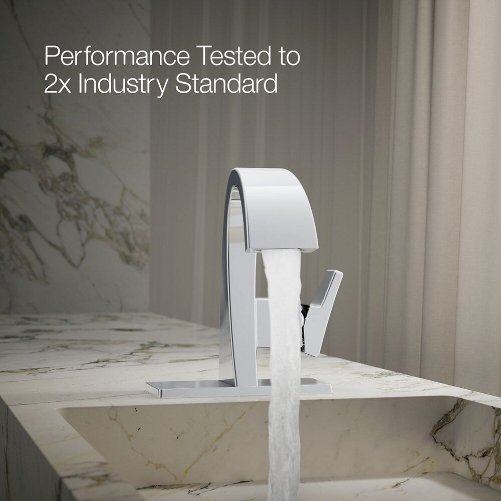 Robinet de salle de bain monotrou à poignée unique Katun en chrome poli