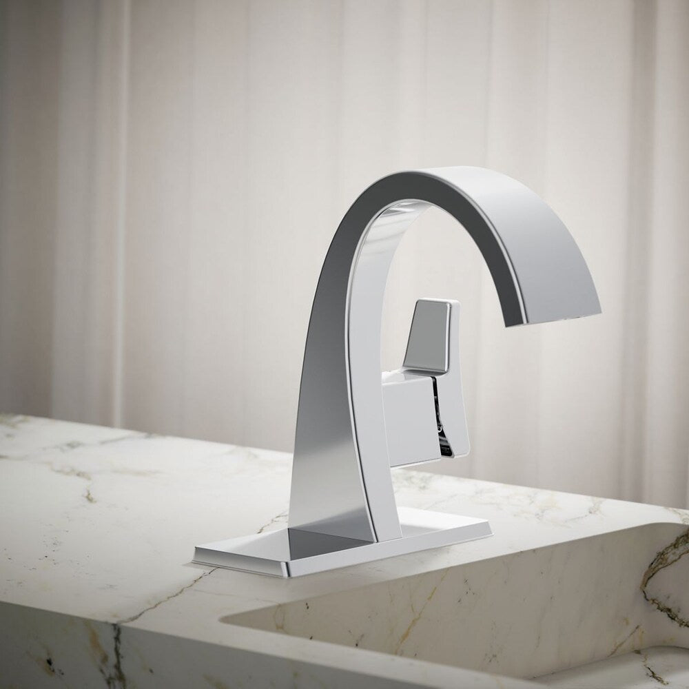 Robinet de salle de bain monotrou à poignée unique Katun en chrome poli