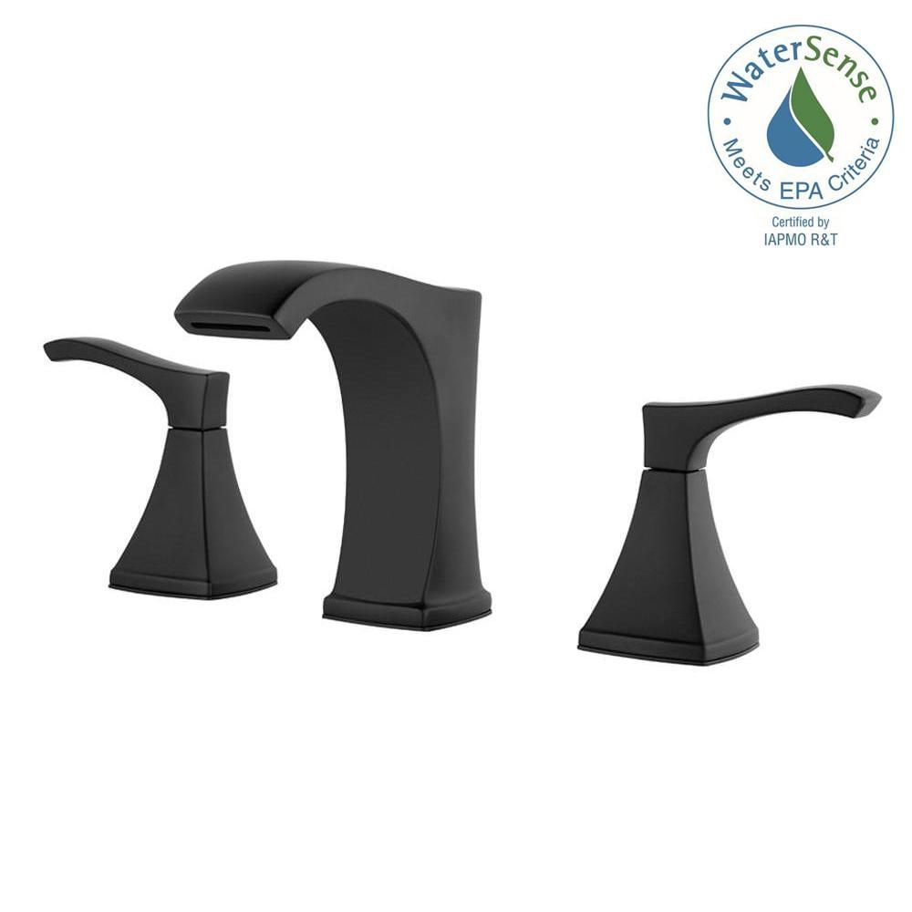 Venturi 2-Handle 8-inch Widespread Matte Black Bathroom Sink Faucet/Tap