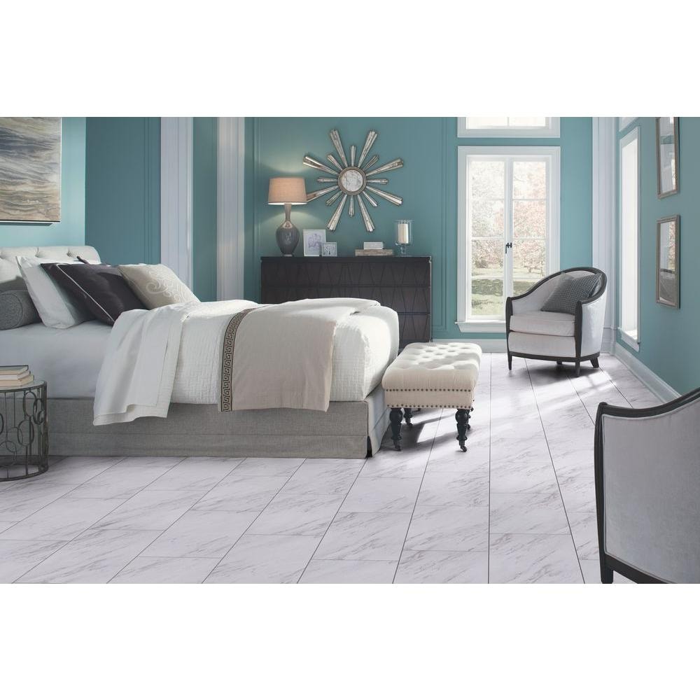 Carrara Marble 12-inch x 24-inch Peel and Stick Vinyl Tile (20 sq. ft. / case)