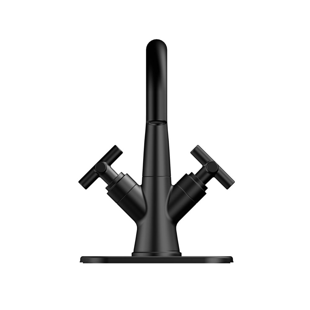 Wilmont Centerset (4-inch) 2-Handle High Arc Bathroom Faucet in Matte Black with Cross Handles