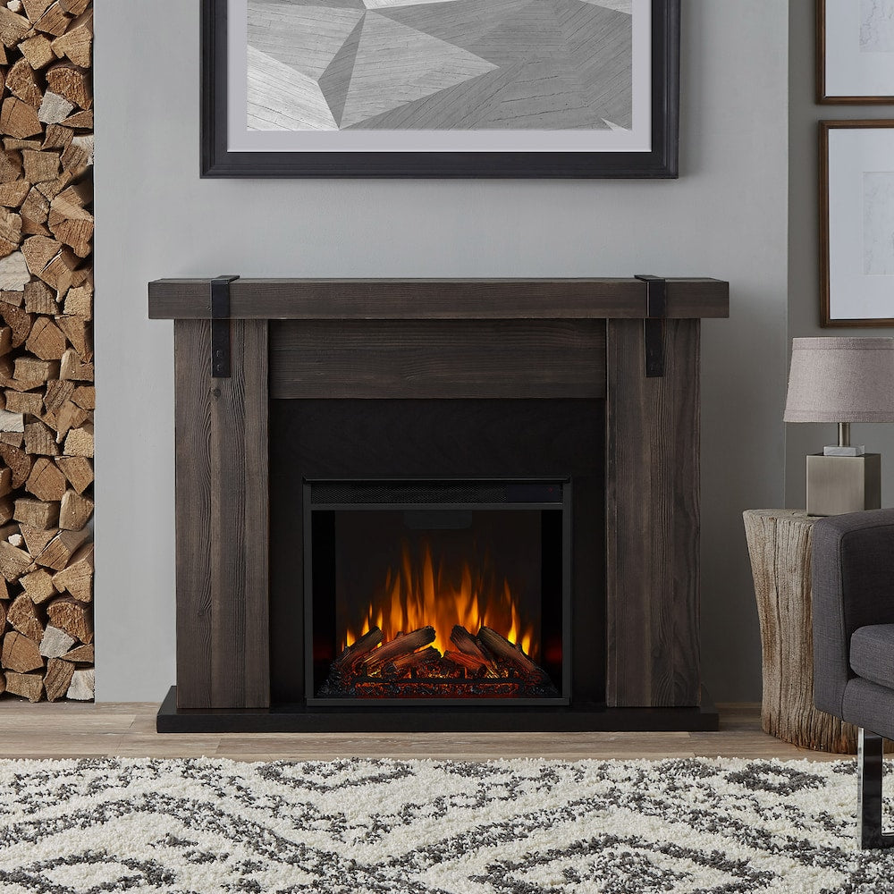 Aspen 49-inch Freestanding Electric Fireplace in Grey Barnwood