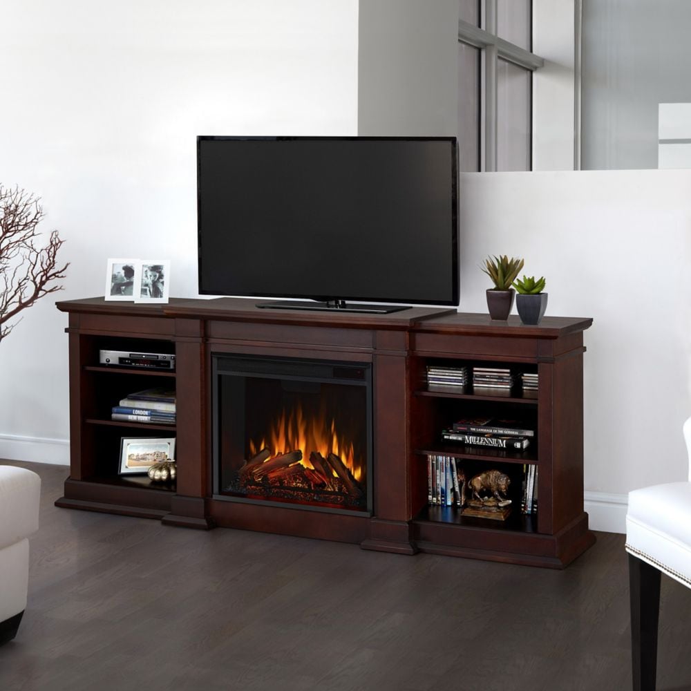 Console multimédia Fresno de 72 pouces en noyer foncé