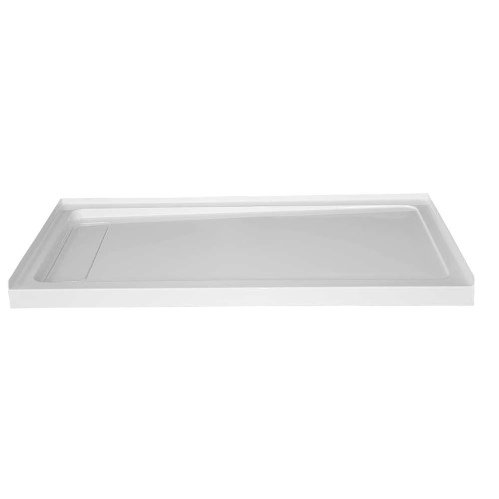 60-inch x 32-inch Acrylic Shower Base with Left Concealed Drain With Anti-Slip Surface