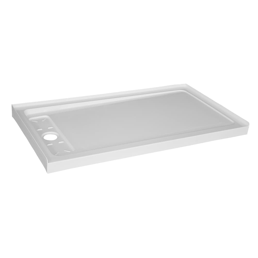 60-inch x 32-inch Acrylic Shower Base with Left Concealed Drain With Anti-Slip Surface