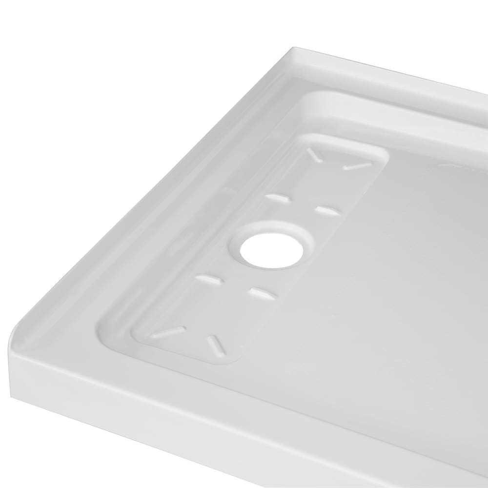 60-inch x 32-inch Acrylic Shower Base with Left Concealed Drain With Anti-Slip Surface