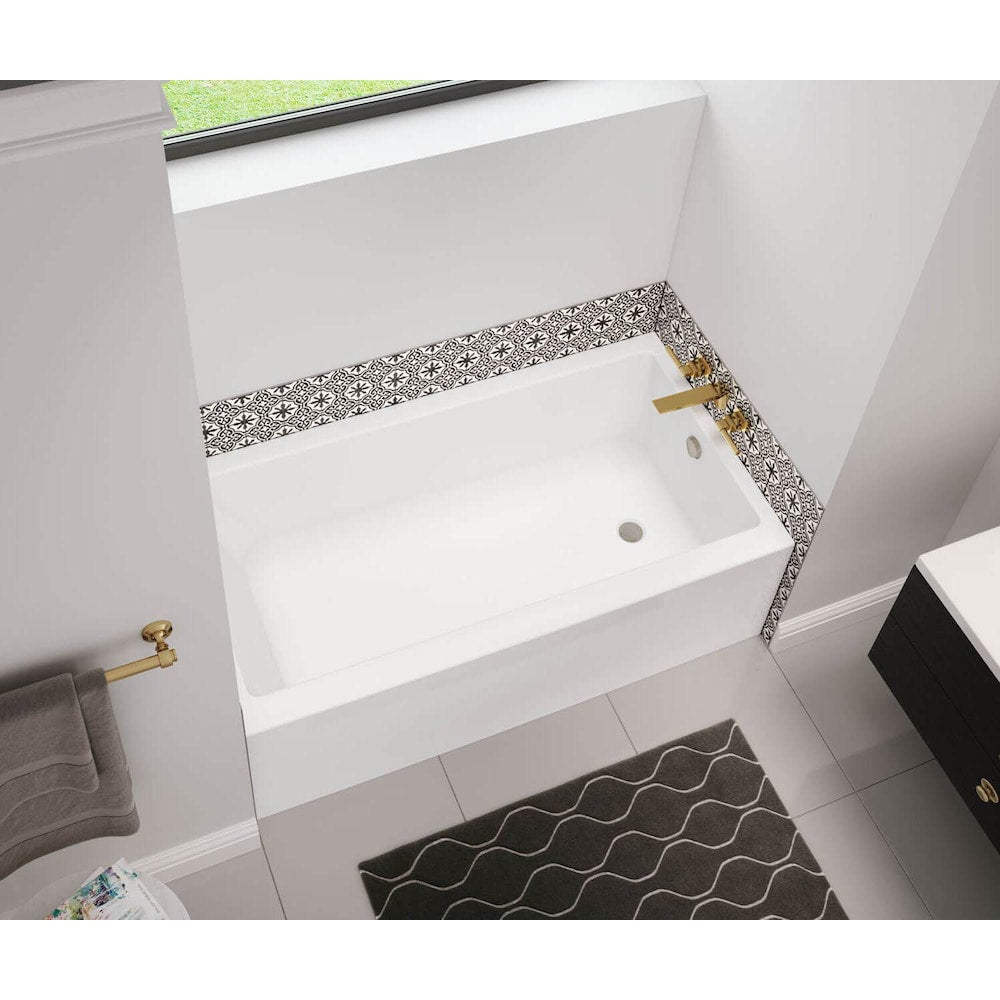 Bosca 60L x 30W x 20H Acrylic Alcove Bathtub in White with 14-inch Soaking Depth & Above-The-Floor-Rough, Right Drain