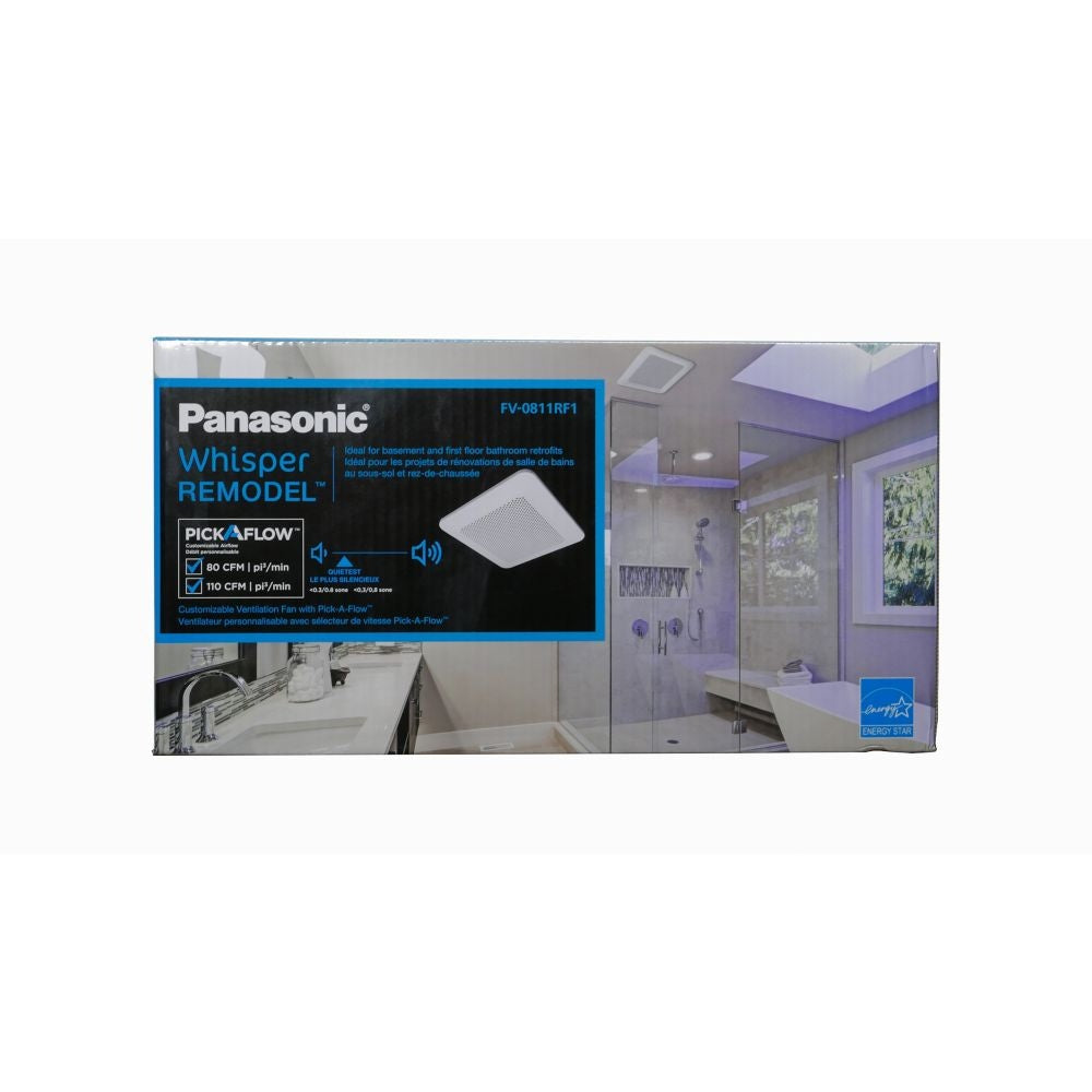 80-110 CFM 0.4-1.1 Sones Whisper Remodel Bath Fan (for rooms < 100 sq. ft.) ENERGY STAR®