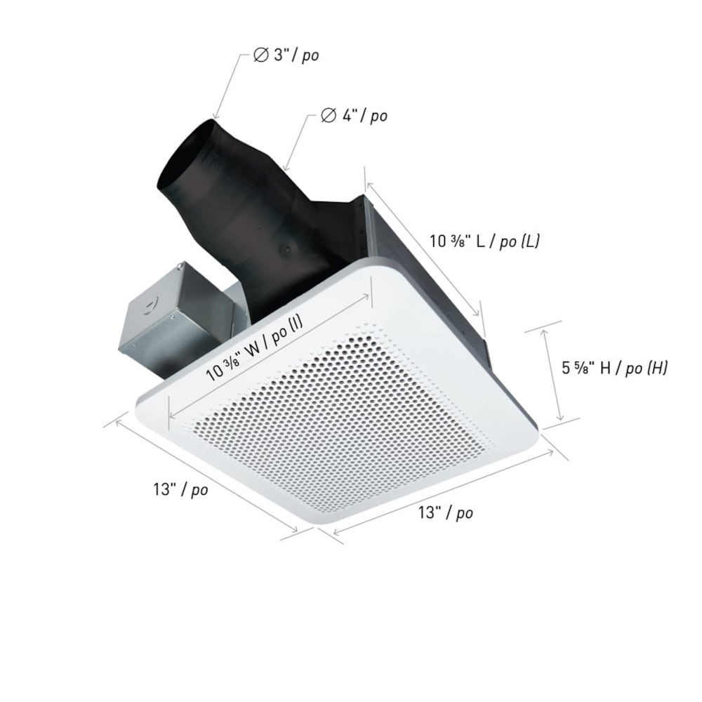 80-110 CFM 0.4-1.1 Sones Whisper Remodel Bath Fan (for rooms < 100 sq. ft.) ENERGY STAR®