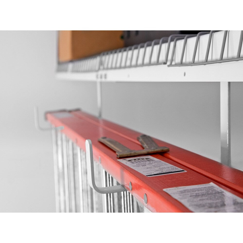 VersaRac Set of 2 Overhead Storage Racks in White with 4-Piece Hanging Bar Accessory Kit