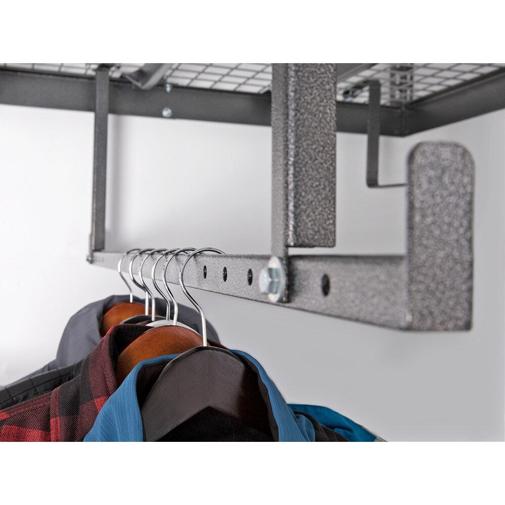 VersaRac Set of 2 Overhead Storage Racks in White with 4-Piece Hanging Bar Accessory Kit