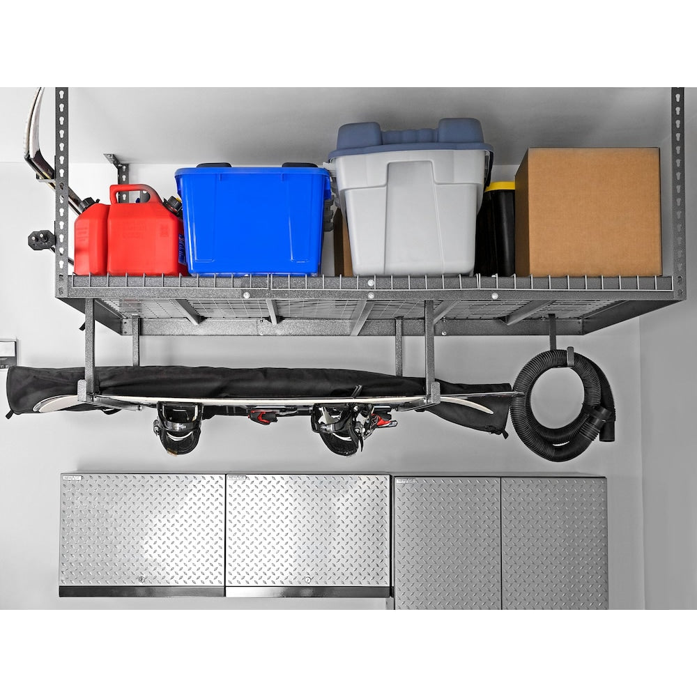 VersaRac Set of 2 Overhead Storage Racks in White with 4-Piece Hanging Bar Accessory Kit