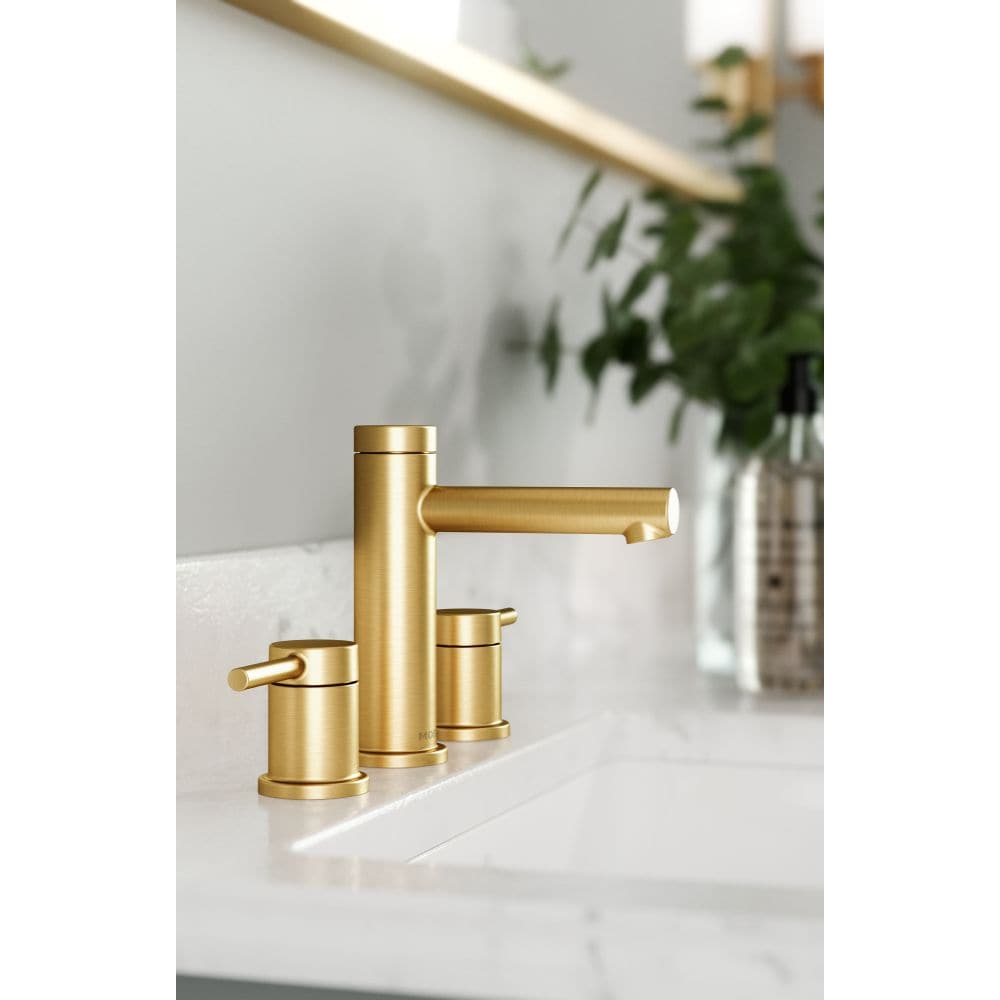 Robinet de lavabo de salle de bain à 2 poignées Align de 8 à 16 pouces en or brossé (drain inclus; valve non incluse)