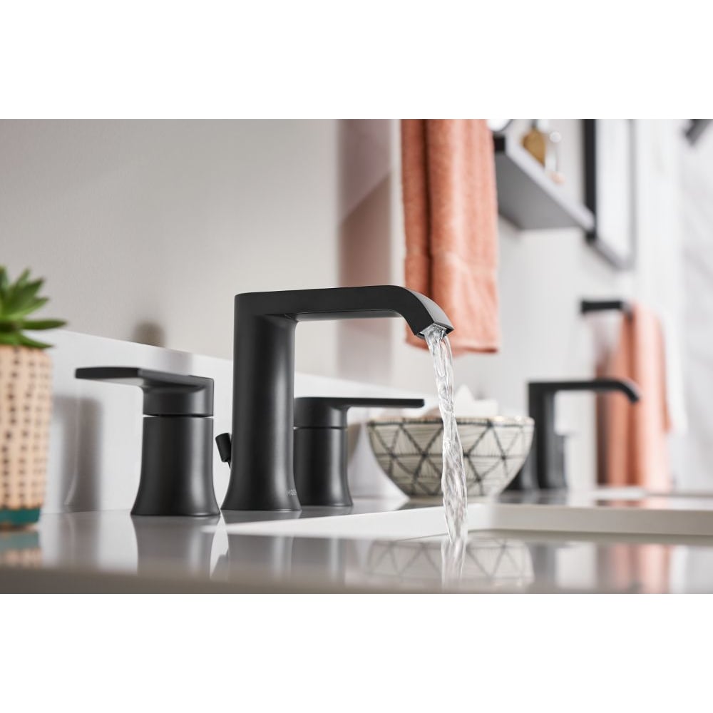 Genta 2 Handle 8-to-16-inch Widespread Bathroom Sink Faucet/Tap in Matte Black (Drain and Valve Included)