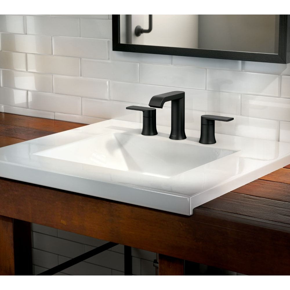Genta 2 Handle 8-to-16-inch Widespread Bathroom Sink Faucet/Tap in Matte Black (Drain and Valve Included)