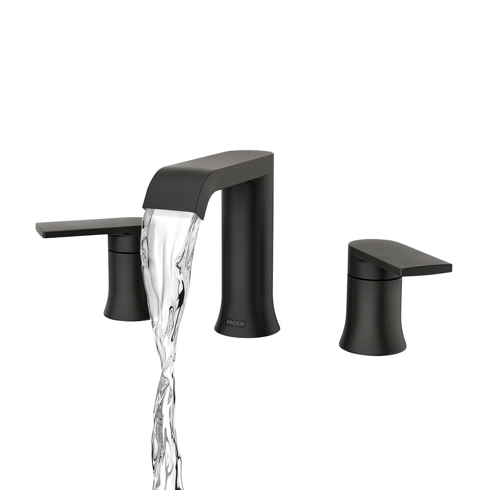 Genta 2 Handle 8-to-16-inch Widespread Bathroom Sink Faucet/Tap in Matte Black (Drain and Valve Included)