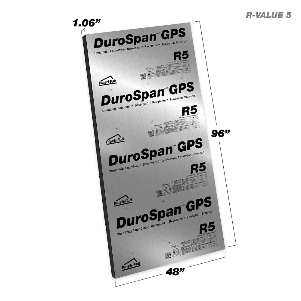 1.06-inch x 48-inch 96-inch R-value 5 GPS Rigid Insulation Foam Board
