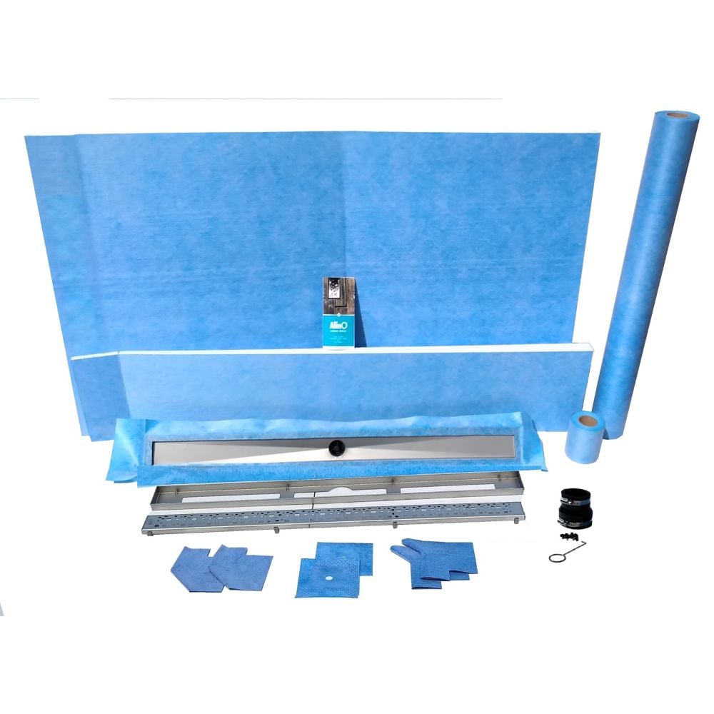 48-inch x 60-inch Linear Shower Kit with 42-inch Nickel Wall Drain