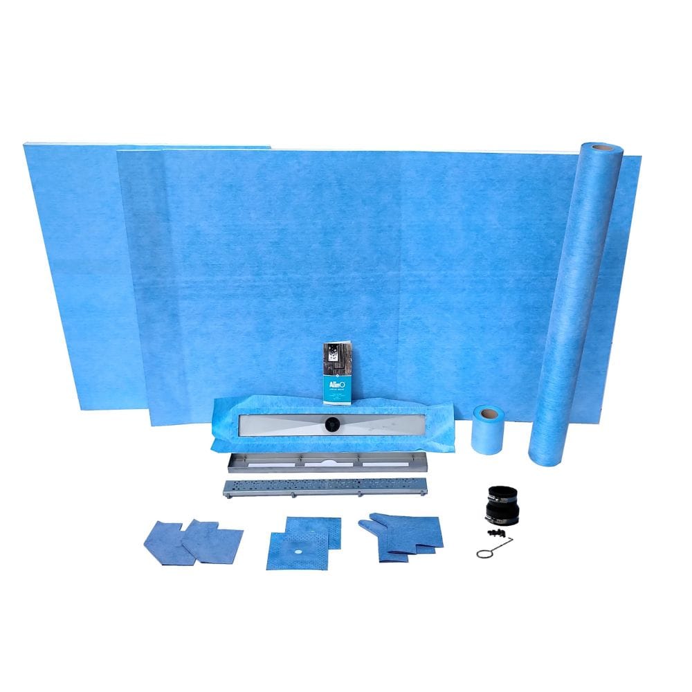 36-inch x 87.5-inch Linear Shower Kit with 30-inch Bright Clear Off-Center Drain