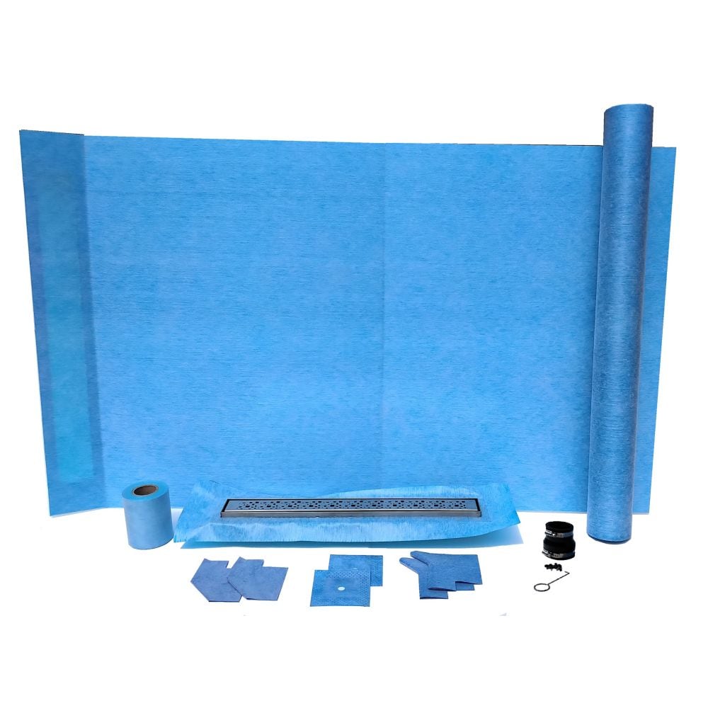 36-inch x 60-inch Linear Shower Kit with 30-inch Bright Clear Wall Drain