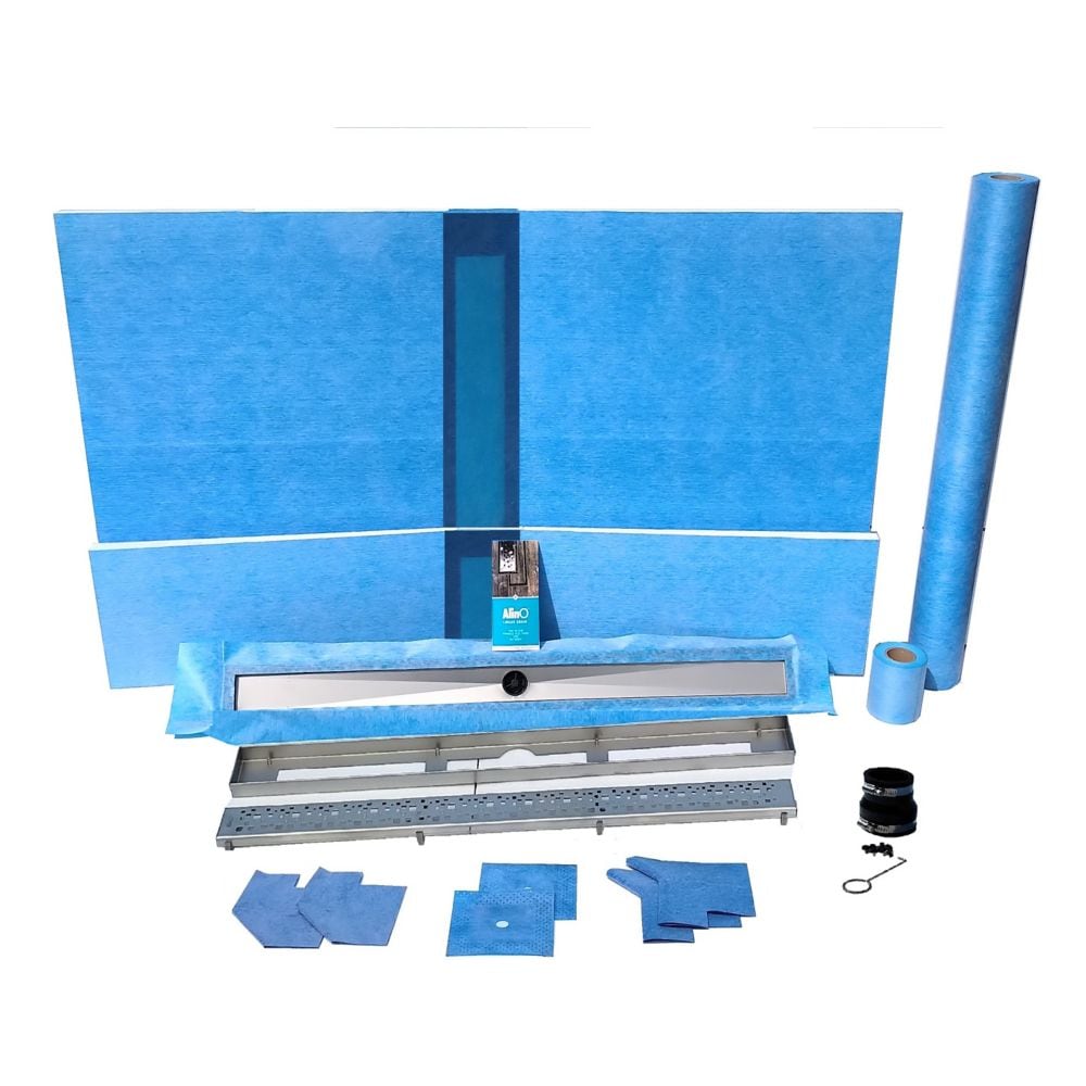 48-inch x 60-inch Linear Shower Kit with 42-inch Bright Clear Center Drain