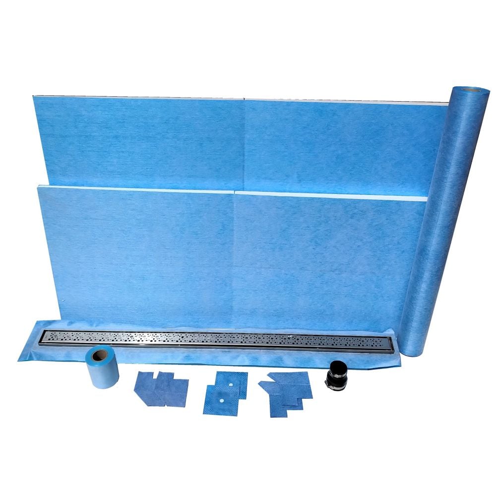 60-inch x 60-inch Linear Shower Kit with 54-inch Bright Clear Wall Drain