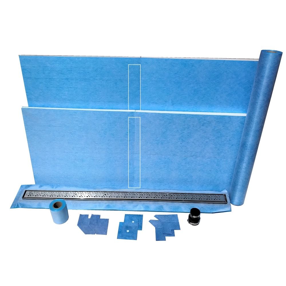 60-inch x 60-inch Linear Shower Kit with 54-inch Bright Clear Center Drain