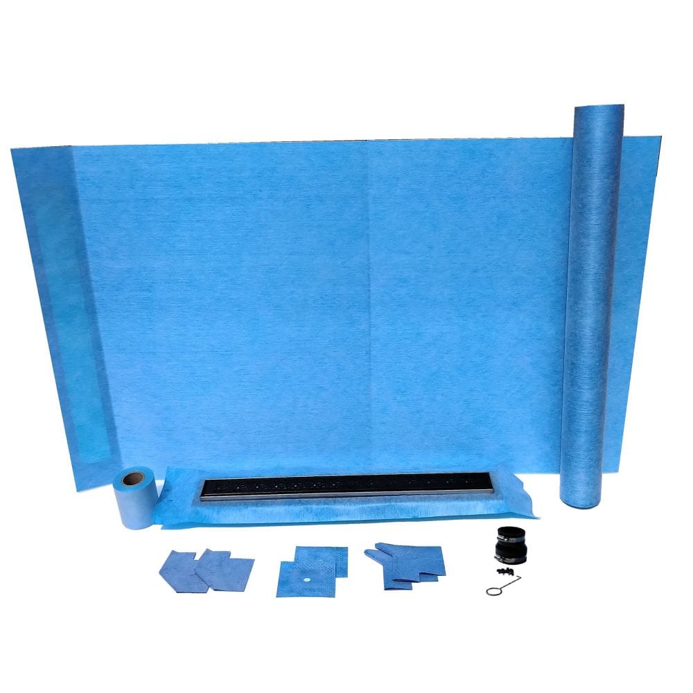 36-inch x 60-inch Linear Shower Kit with 30-inch Black Wall Drain